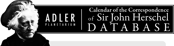Adler Planetarium | Calendar of the Correspondence of Sir John Herschel